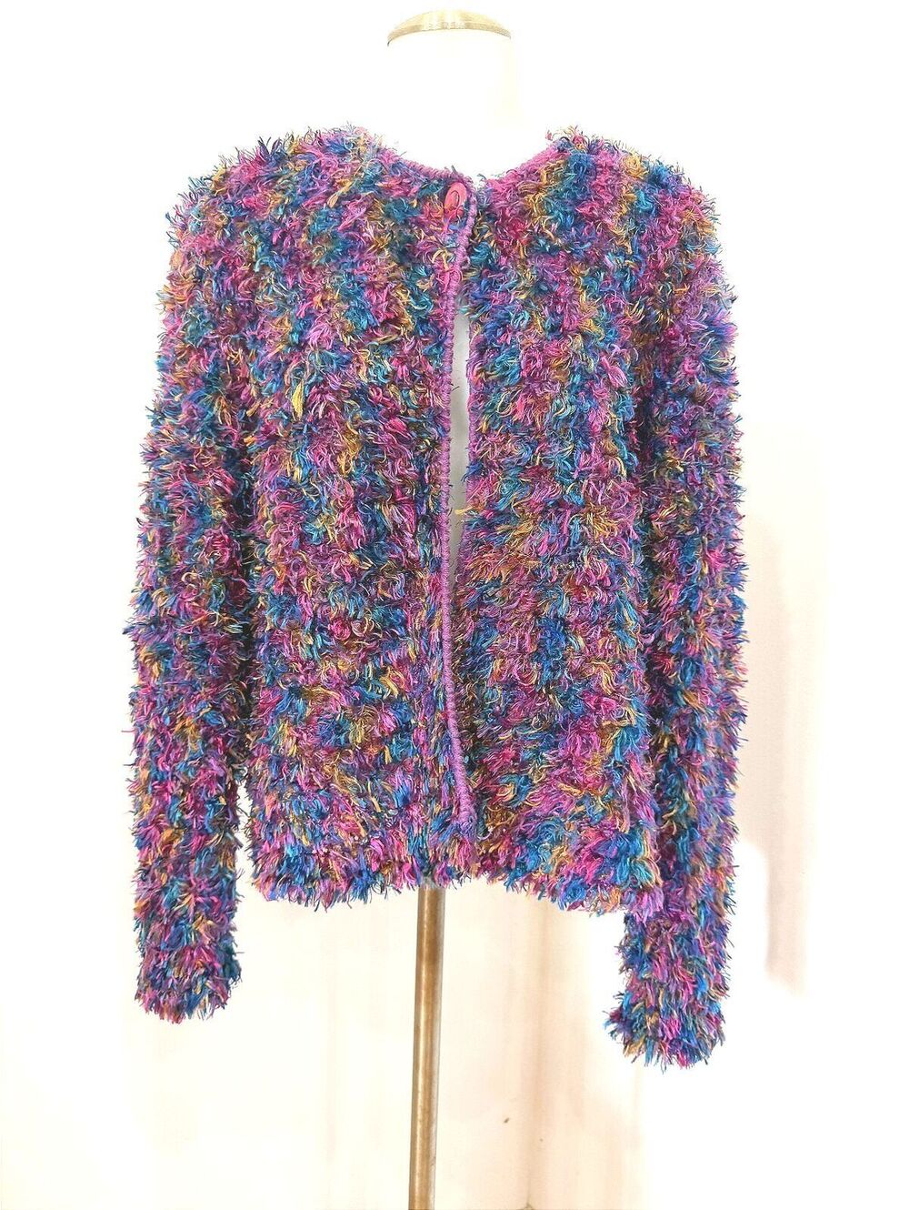 Sideffects of California Multicolor Fuzzy Knit Cardigan Sweater Medium Vintage